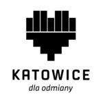 Katowice Logo pion biale