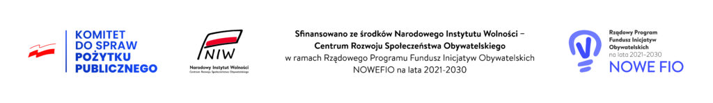 Pasek logotypów z Programu NOWE FIO, KOmitet do spraw pożytku publicznego i Narodowy Instytut Wolności