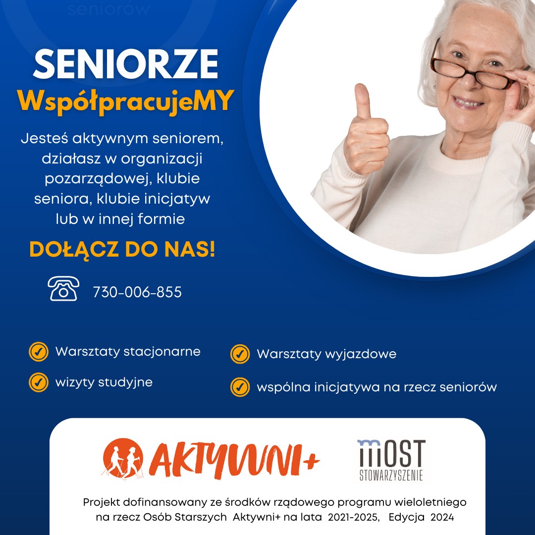 plakat z zaproszeniem do udziału w projekcie Seniorze Współpracujemy