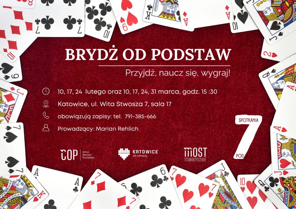 BRYDŻ OD PODSTAW – przyjdź, naucz się, wygraj!