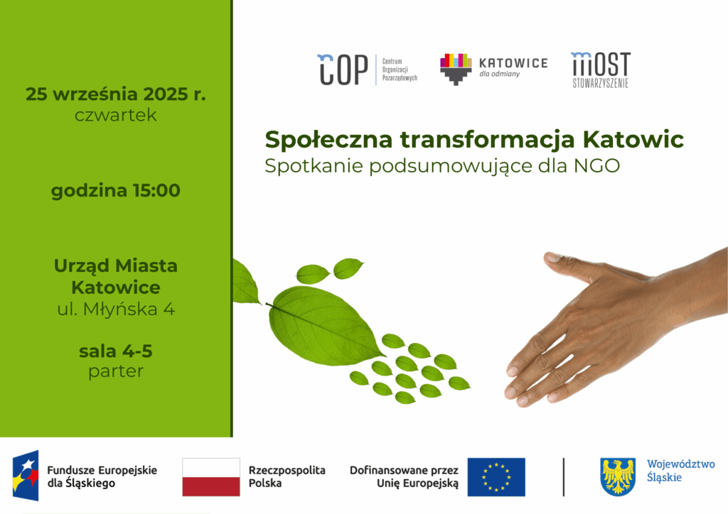 Zaproszenie na spotkanie podsumowujące projekt „Społeczna Transformacja Katowic” Zaproszenie na spotkanie podsumowujące projekt „Społeczna Transformacja Katowic”