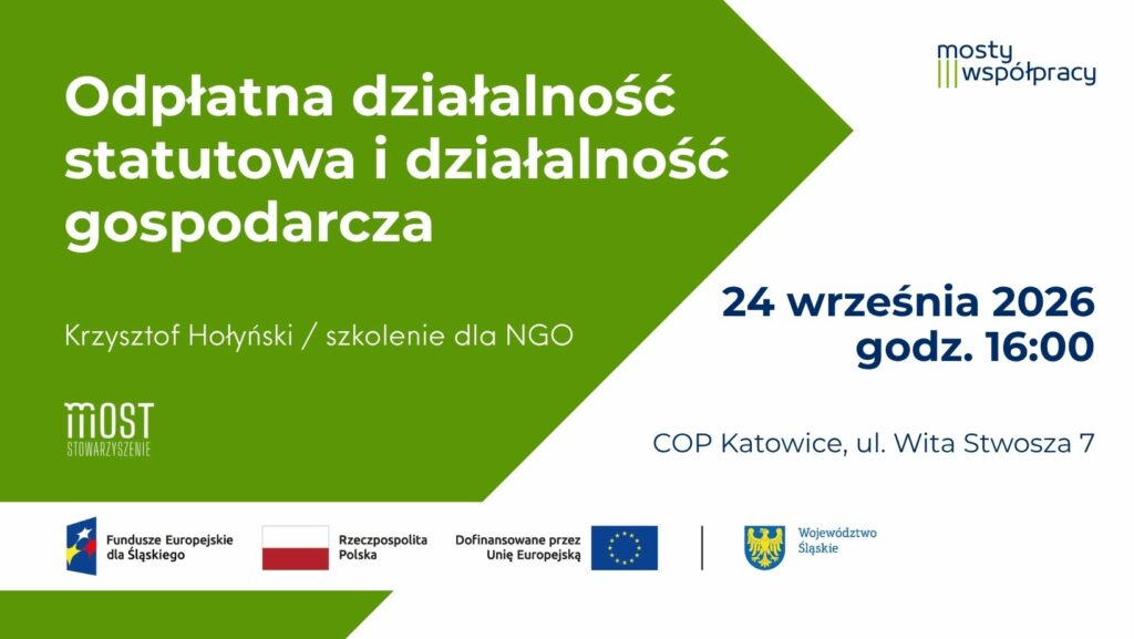 Szkolenie dla NGO: „Odpłatna działalność statutowa i działalność gospodarcza w NGO”